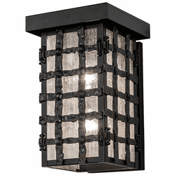 Meyda Custom 280448 Clavos Traditional Black Satin Wrought Iron Outdoor Lighting Sconce