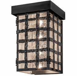 Meyda Custom 280460 Clavos Traditional Black Satin Wrought Iron Outdoor Wall Sconce Lighting