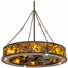 Meyda Custom 283687 Whispering Pines Mahogany Bronze Home Ceiling Fan