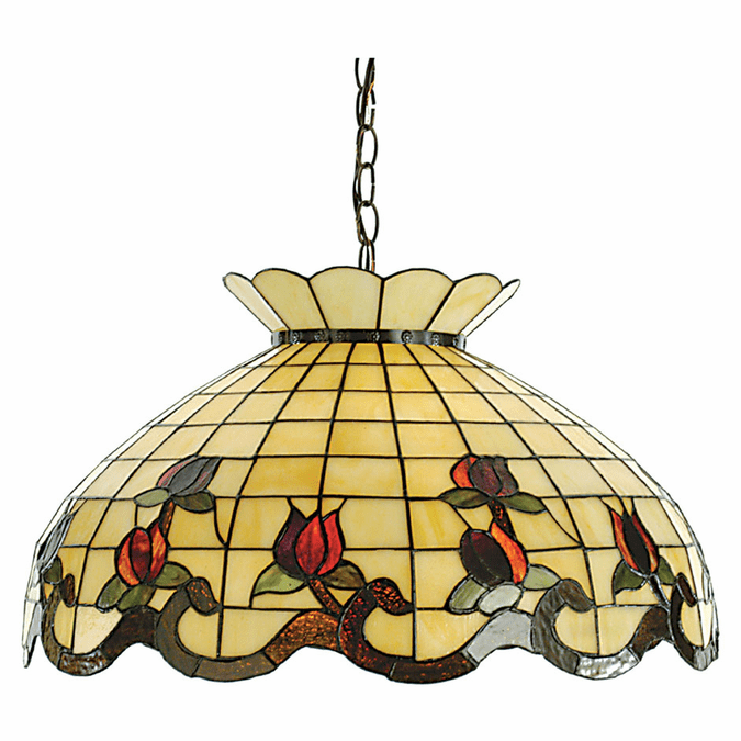 Meyda Lighting 28671 Roseborder 23 Inch Diameter Tiffany Art Glass Hanging Lamp