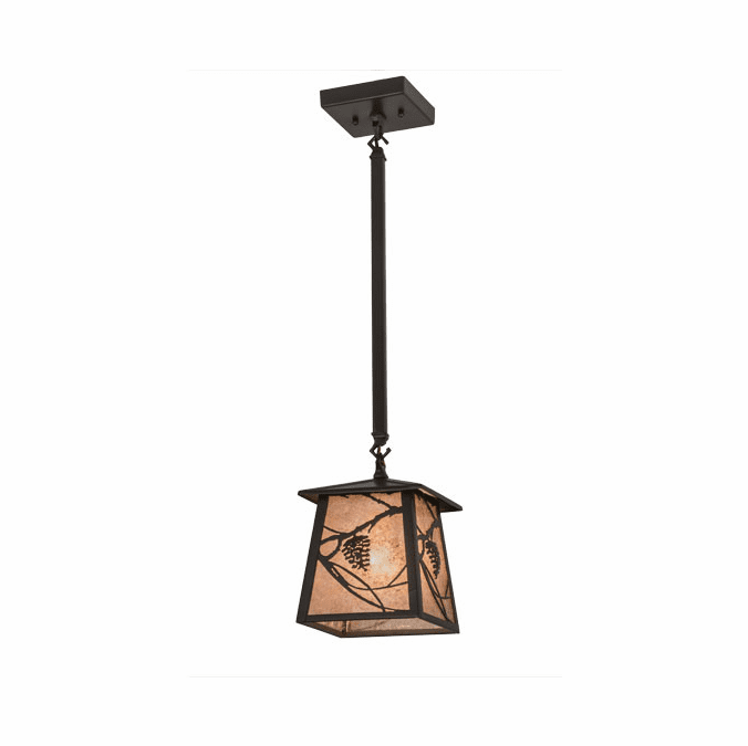 Meyda Custom 29096 Whispering Pines Timeless Bronze / Silver Mica Mini Pendant Light Fixture