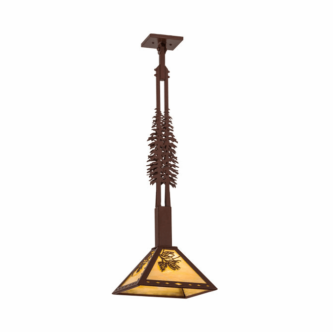 Meyda Custom 30096 Winter Pine Tall Pines Rustic Rust / Bai Drop Lighting