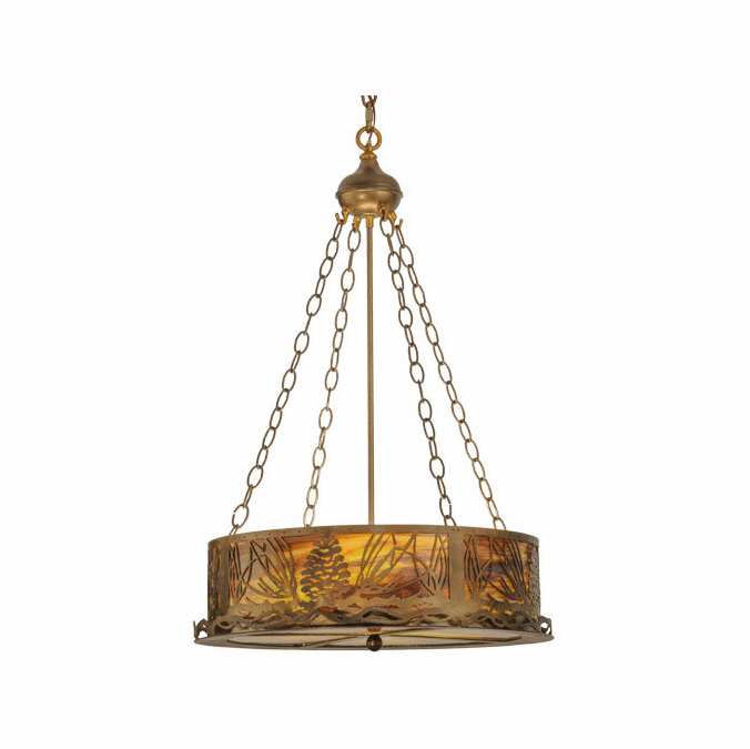 Meyda Custom 30168 Mountain Pine Rustic Antique Copper;Custom Drum Pendant Hanging Light