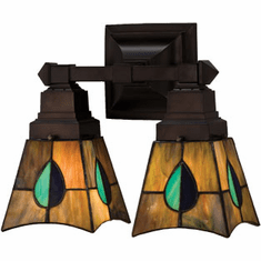 Meyda Lighting 31230 Mackintosh Leaf 2 Bulb Tiffany Reversible Bath Lighting Fixture