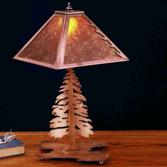 Meyda Custom 32515 Tall Pine Rustic Side Table Lamp