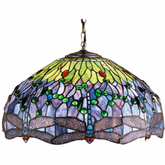 Meyda Lighting 46584 Tiffany Hanginghead Dragonfly Tiffany Mahogany Bronze Drop Lighting