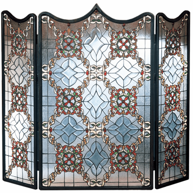 Meyda Lighting 48092 Victorian Beveled Tiffany Fireplace Screen