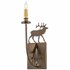 Meyda Custom 48444 Lone Elk Country Antique Copper Lighting Sconce