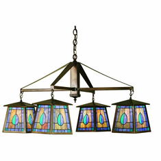 Meyda Custom 51377 Mackintosh Leaf 4 Light Tiffany Lantern Chandelier