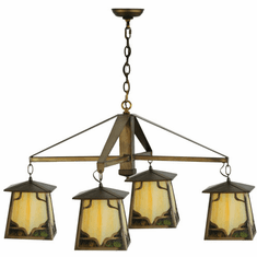 Meyda Custom 51486 Kirkpatrick by Mackintosh Leaf 4 Light Tiffany Lantern Chandelier