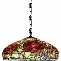 Meyda Lighting 51860 Tiffany Peony Tiffany Pendant Hanging Light