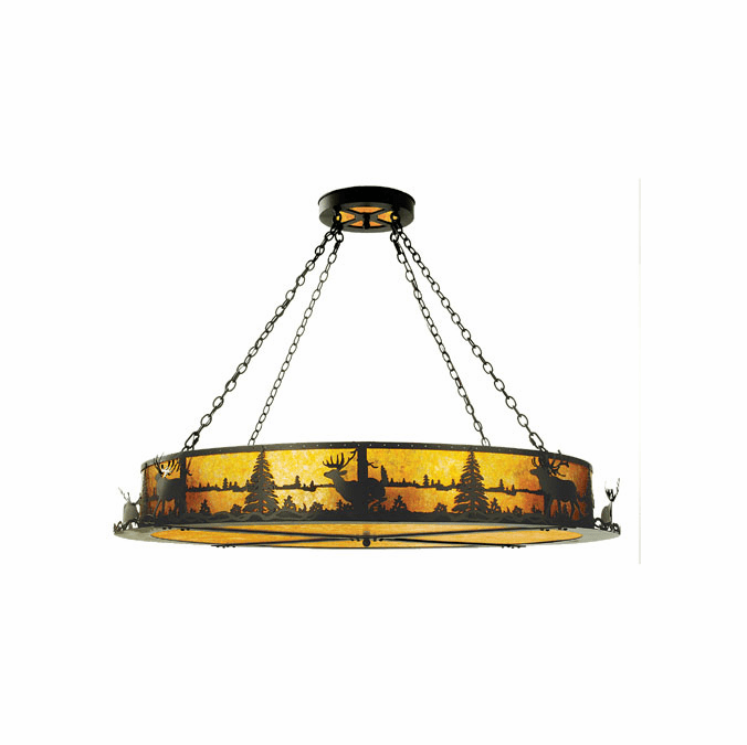 Meyda Custom 52372 Elk at Lake Country Drum Drop Lighting