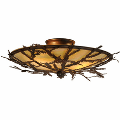 Meyda Custom 52390 Pine Branch Basin Flush Mount Rustic Ceiling Light