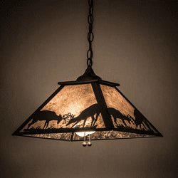Meyda Custom 57177 Battling Bucks Rustic Antique Copper Pendant Light Fixture