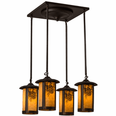 Meyda Custom 59330 Fulton Winter Pine Rustic Craftsman Multi Drop Ceiling Lighting