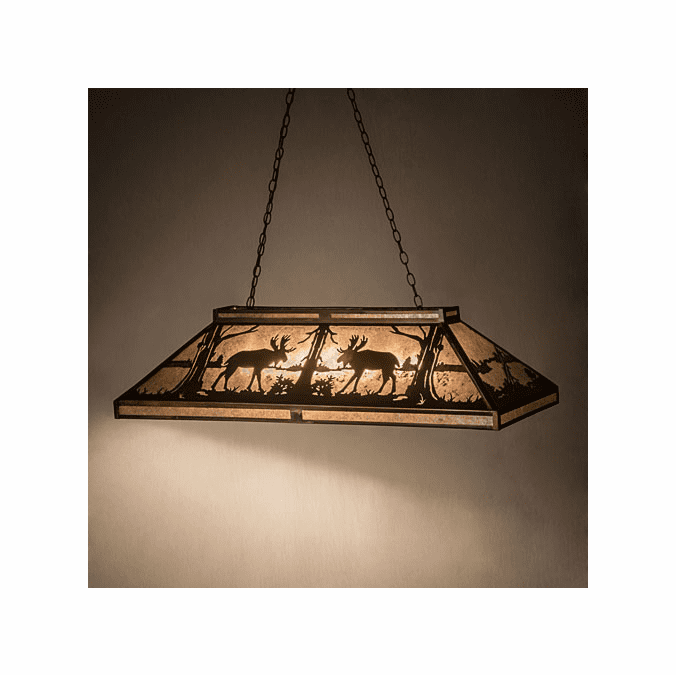 Meyda Custom 65098 Moose at Lake Silver Mica Antique Copper Kitchen Island Light