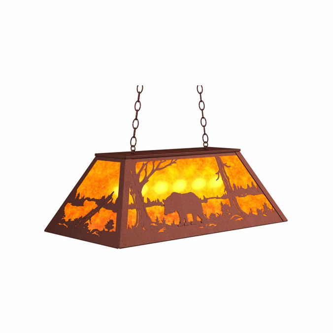 Meyda Custom 65522 Bear at Lake Rustic Rust Kitchen Island Light