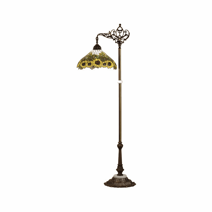Meyda Lighting 65834 Wild Sunflower Tiffany Bridge Arm Floor Lamp
