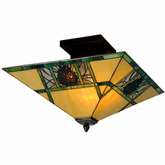 Meyda Lighting 67849 Pinecone Ridge Tiffany Ceiling Light Fixture