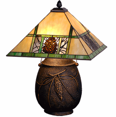 Meyda Lighting 67850 Pinecone Ridge Tiffany Table Lamp Lighting