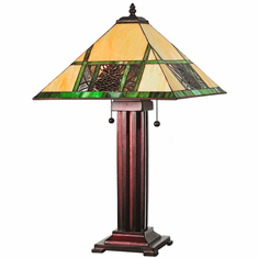 Meyda Lighting 67851 Pinecone Ridge Tiffany Antique Table Top Lamp