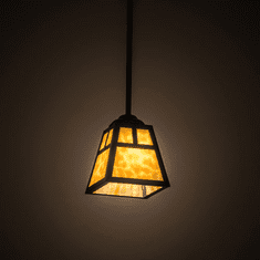 Meyda Custom 70059 T Mission Craftsman Beige Craftsman Brown Mini Hanging Pendant Lighting