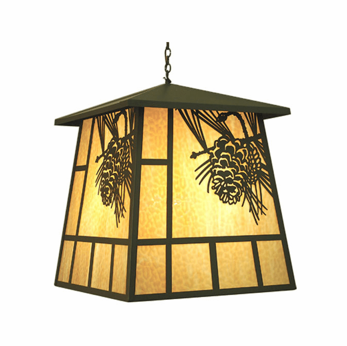 Meyda Custom 70142 Stillwater Winter Pine Timeless Bronze Finish 30" Wide Outdoor Pendant Light Fixture