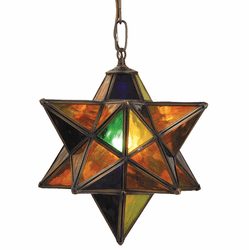 Meyda Lighting 72849 Moravian Star Multicolored Tiffany Outdoor Pendant Lamp