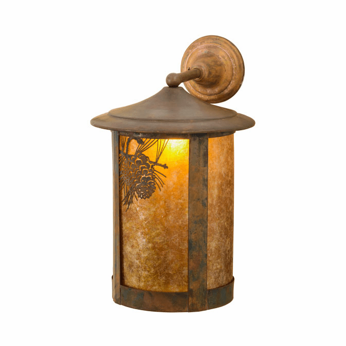 Meyda Custom 73438 Fulton Winter Pine Rustic Amb Mica Vintage Copper Wall Sconce Light