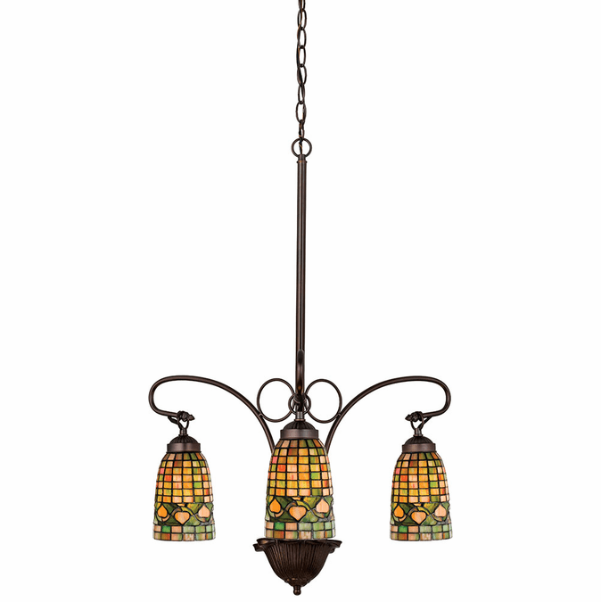 Meyda Lighting 73983 Tiffany Acorn Tiffany Mahogany Bronze Mini Chandelier Lamp
