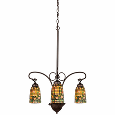 Meyda Lighting 73983 Tiffany Acorn Tiffany Mahogany Bronze Mini Chandelier Lamp