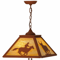 Meyda Custom 74033 Cowboy & Steer Rustic Earth Drop Ceiling Lighting
