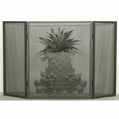 Meyda Custom 81084 Welcome Pineapple Rustic Wrought Iron Fireplace Screen