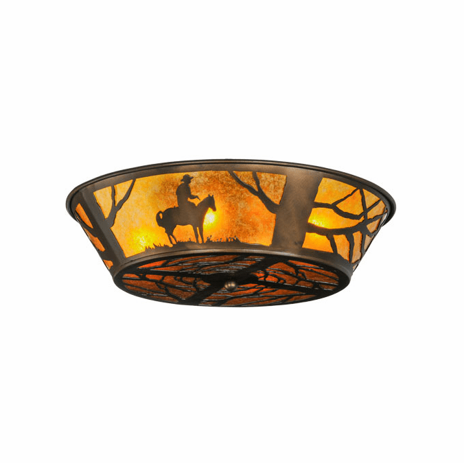 Meyda Custom 81572 Cowboy Country Antique Copper Flush Mount Light Fixture