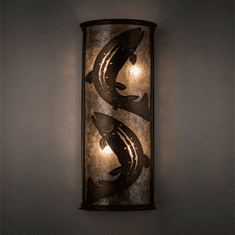 Meyda Custom 82464 Leaping Trout Rustic Antique Copper / Silver Mica Wall Lighting