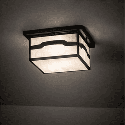 Meyda Custom 87537 Hyde Park Craftsman Craftsman Brown Indoor / Outdoor Flush Mount Light Fixture