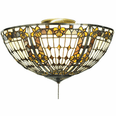 Meyda Lighting 97657 Fleur-de-lis Tiffany Flush Ceiling Light Fixture