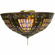 Meyda Lighting 97658 Fleur-de-lis Tiffany Earth Flush Mount Lighting