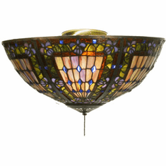 Meyda Lighting 97659 Fleur-de-lis Tiffany Flush Mount Ceiling Light Fixture