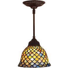 Meyda Lighting 98823 Fishscale Tiffany Green / Blue Mini Pendant Light