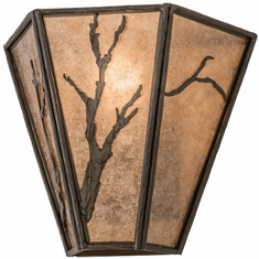 Meyda Custom 99385 Branches Country Timeless Bronze / Silver Mica Wall Sconce Light