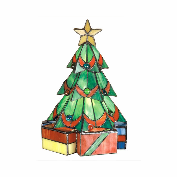 Meyda Lighting 12413 Christmas Tree Tiffany Accent Table Lamp Lighting
