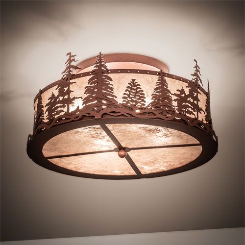 Meyda Custom 219183 Tall Pines Rustic Rust Flush Mount