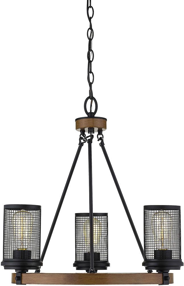 Millennium 3523-MB/WG Mesa Modern Matte Black and Wood Grain 21" Mini Hanging Chandelier