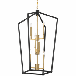 Minka Lavery 1465-883 Colwick Modern Coal Black & Signature Brass Foyer Lighting