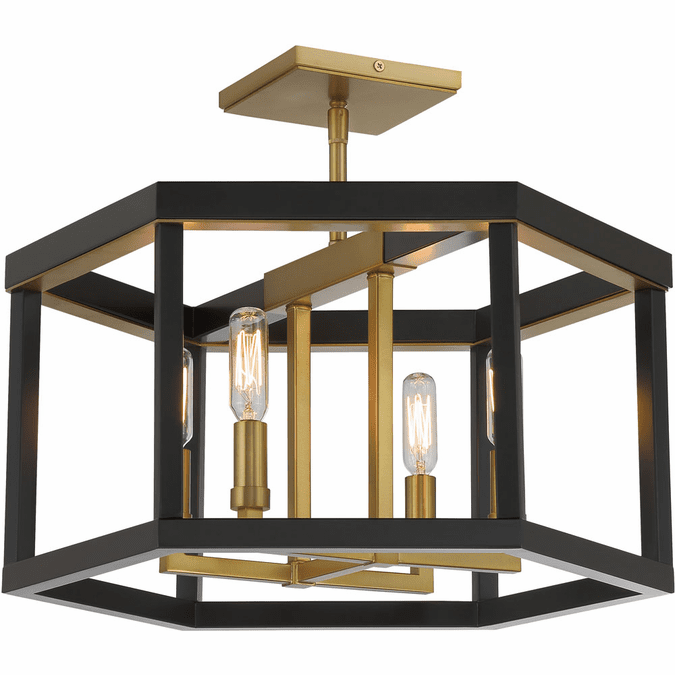 Minka Lavery 2114-726 Union Estates Contemporary Coal And Soft Brass Flush Mount Ceiling Light Fixture
