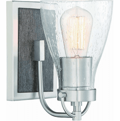 Minka Lavery 3341-098 Garrison Brushed Nickel with Shale Wood Sconce Lighting