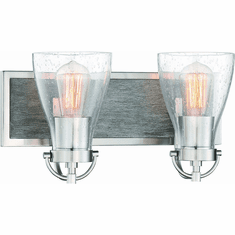Minka Lavery 3342-098 Garrison Brushed Nickel with Shale Wood 2-Light Bath Sconce