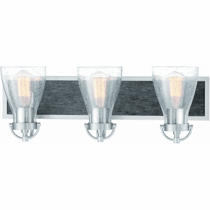 Minka Lavery 3343-098 Garrison Brushed Nickel with Shale Wood 3-Light Bathroom Vanity Light