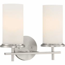 Minka Lavery 4092-84 Haisley Contemporary Brushed Nickel 2-Light Bathroom Lighting Sconce